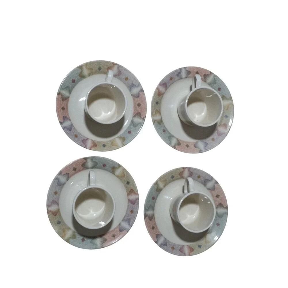 VTG Corelle Coffe Cups And Saucers Plates Mirage Pattern Discontinued (Set Of 4)